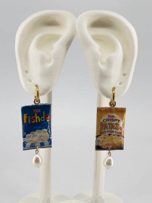 Fishda Patata Pearl Drop Hoop Earrings