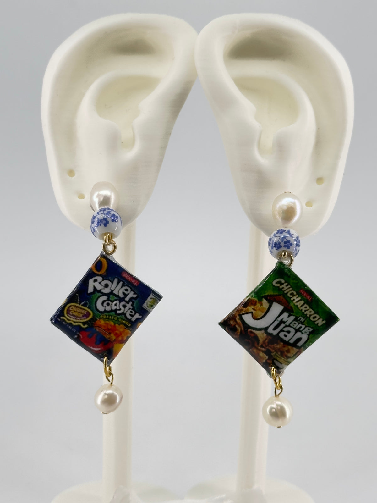 Roller Coaster and Mang Juan Pearl Drop Stud Earrings