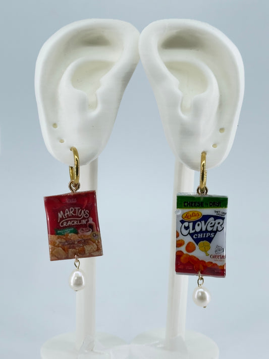 Martys Clover Pearl Hoop Earrings