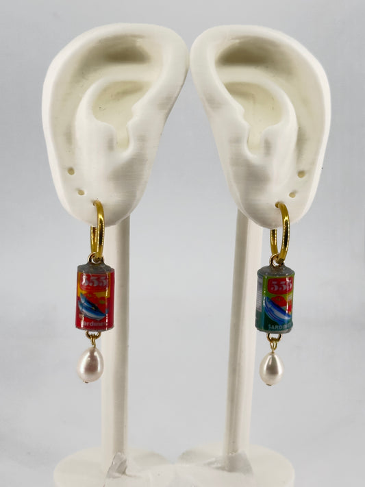 Sardinas De Lata Pearl Drop Hoops