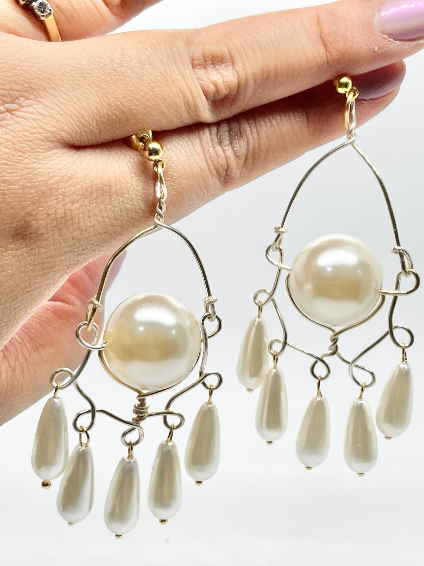 Doodled Renaissance Pearl Earrings