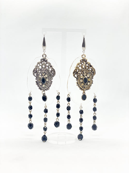 Onyx Vintage Chandelier Earrings