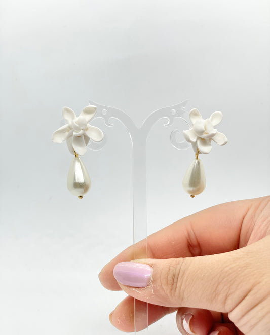 Mini Sampaguita Drop Pearl Earrings