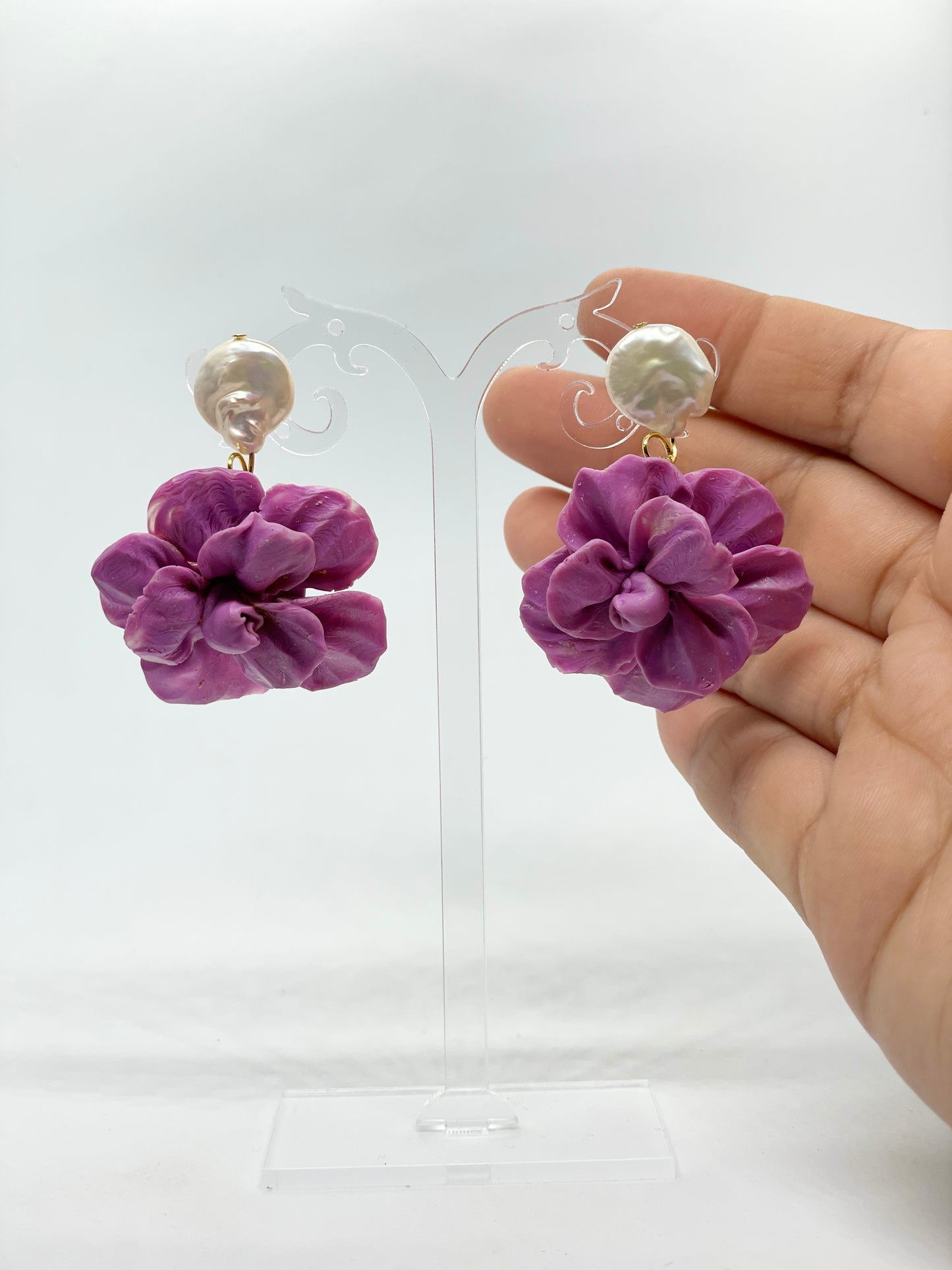 Baroque Pearl Flower Drop Earrings